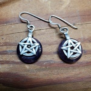 Vintage Star pierced earrings 925 Silver hallmarks